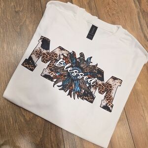 Gildan White 'Blessed Mom' Short Sleeve Tee